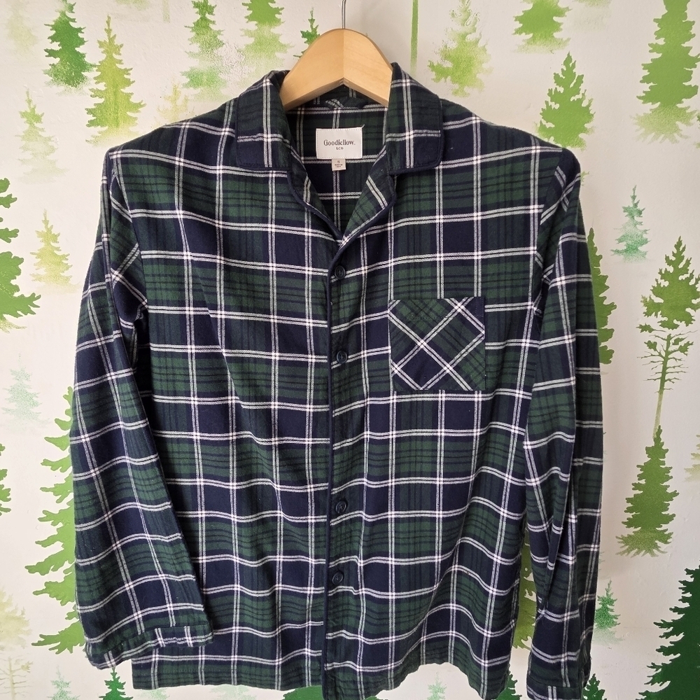 Goodfellow & Co Men's Green Plaid Pajama Shirt